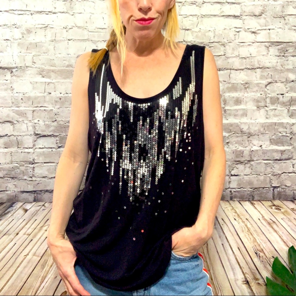 ‼️ONE WORLD BLACK SPARKLE Tank Top XL‼️